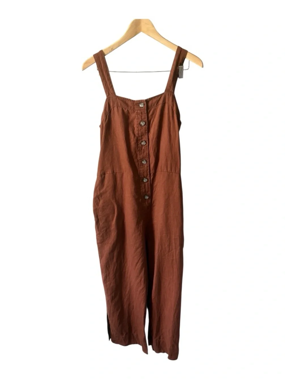 Everlane The Linen Picnic Jumpsuit Rust Orange Size 10